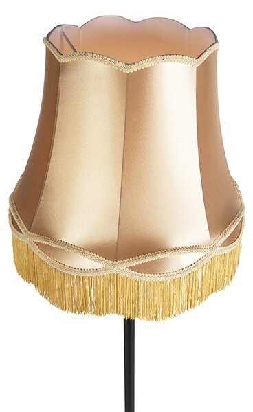 Lampa stojąca retro czarna z abażurem w stylu babci złotego 45 cm - Simplo