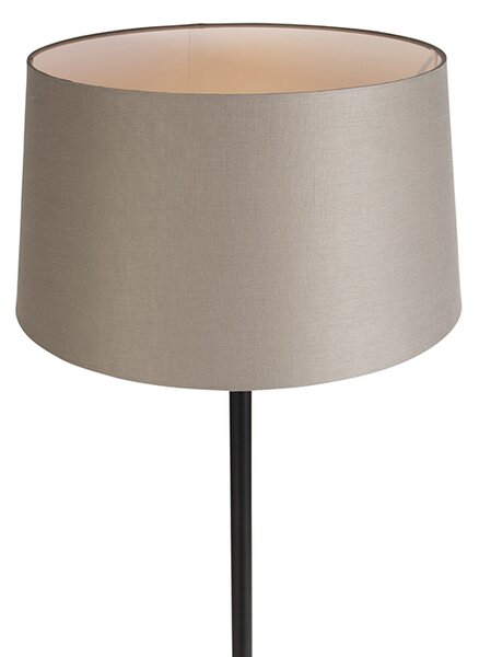Lampa stojąca czarna z abażurem z lnu w kolorze taupe 45 cm - Simplo