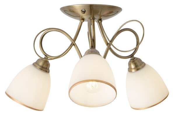 Klasyczna lampa sufitowa brązowa z opalowym szkłem 3-źródła światła - Katarina