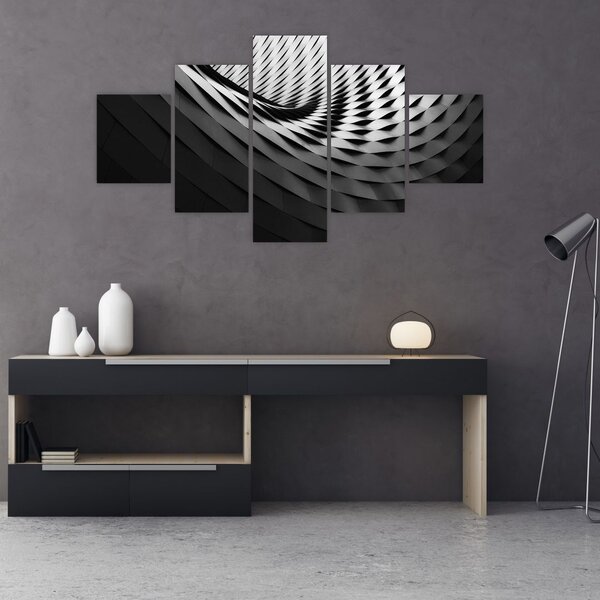Abstrakcyjny obraz - czarno - biała spirala (125x70 cm)