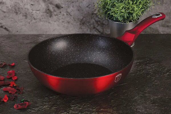 Nowoczesny czerwony wok granitowy na indukcję 28cm L4-L89