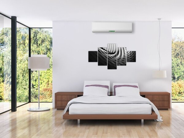 Abstrakcyjny obraz - czarno - biała spirala (125x70 cm)