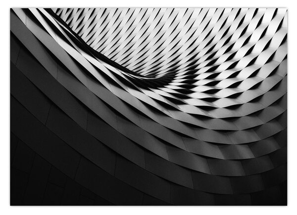 Abstrakcyjny obraz - czarno - biała spirala (70x50 cm)