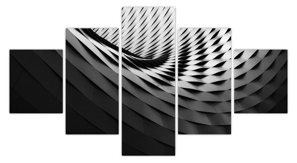 Abstrakcyjny obraz - czarno - biała spirala (125x70 cm)