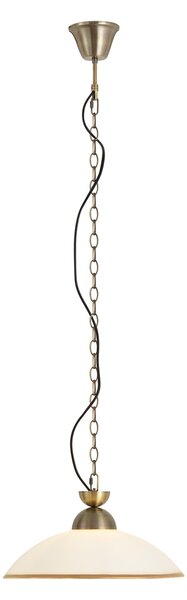 Klasyczna lampa wisząca brązowa z opalowym szkłem - Katarina