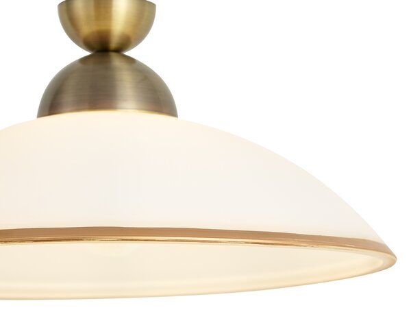 Klasyczna lampa wisząca brązowa z opalowym szkłem - Katarina