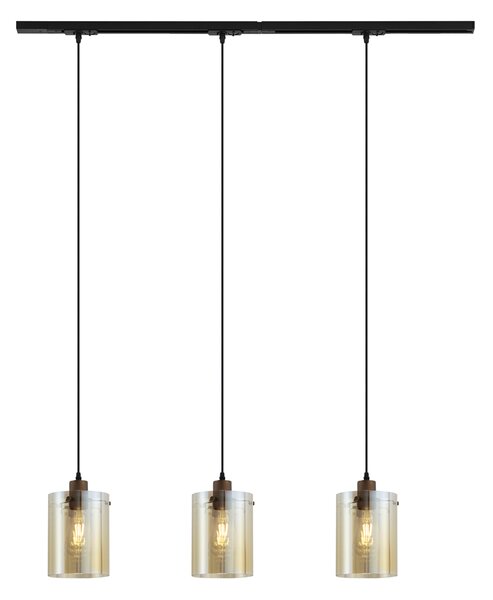 Nowoczesny system szynowy czarny z 3 lampami wiszącymi z bursztynowego szkła 1-fazowy - Iconic Dome