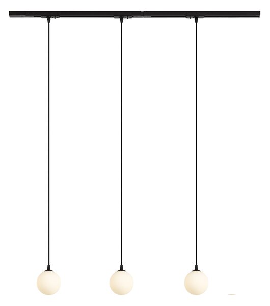 Nowoczesny system szynowy czarny z 3 lampami wiszącymi białymi 1-fazowy - Iconic Perle