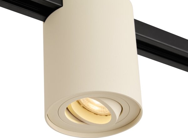 Nowoczesny system szynowy czarny z 3 lampami wiszącymi i 2 reflektorami beżowymi 1-fazowy - Iconic Holt Rondoo Up