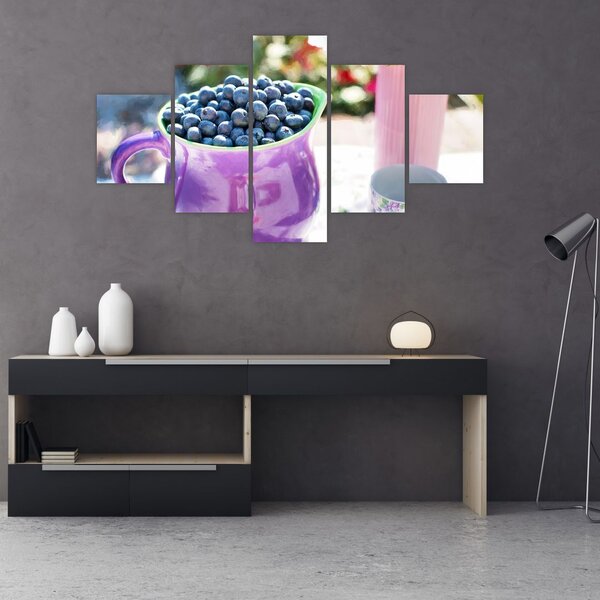 Obraz - jagody w filiżance (125x70 cm)