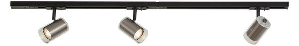 Nowoczesny system szynowy czarny z 3 reflektorami w kolorze gunmetal 1-fazowy - Iconic Lloyd