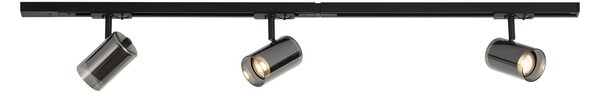 Nowoczesny system szynowy czarny z 3 reflektorami 1-fazowymi - Iconic Lloyd