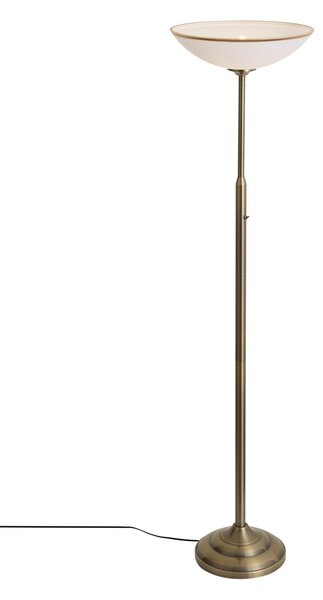 Klasyczna lampa podłogowa brązowa z opalowym szkłem - Katarina