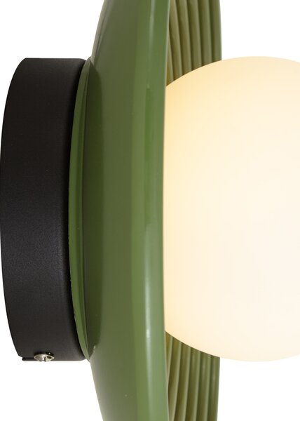 Retro Lampa Sufitowa Zielona z Opalowym Szkłem - Lila