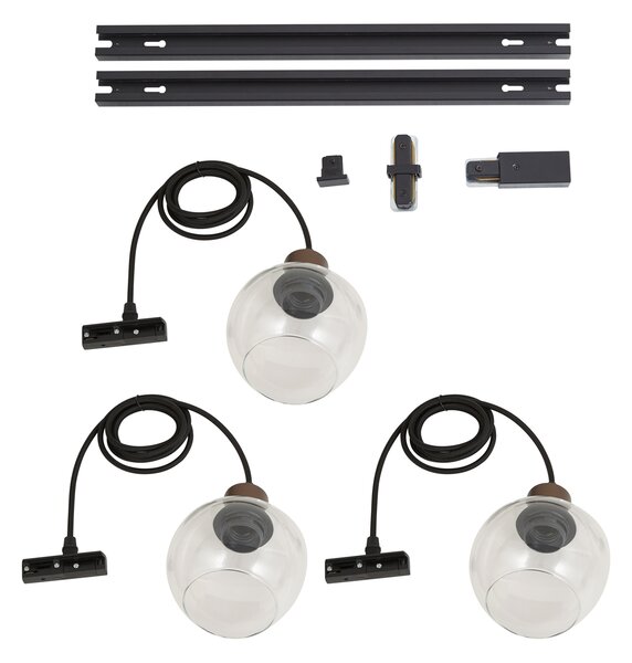 Nowoczesny system szynowy czarny z 3 lampami wiszącymi brązowymi 1-fazowy - Iconic Lava