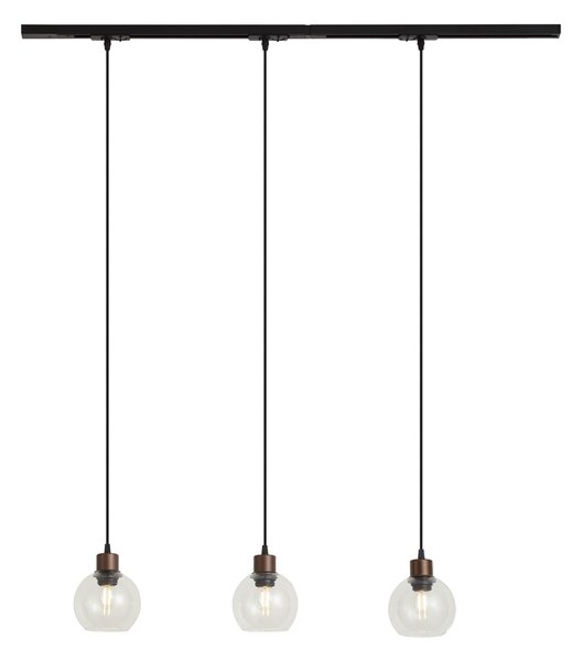 Nowoczesny system szynowy czarny z 3 lampami wiszącymi brązowymi 1-fazowy - Iconic Lava