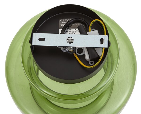 Retro lampa sufitowa czarna z zielonym szkłem - Denise