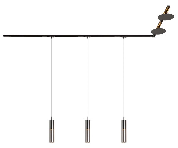 Nowoczesny system szynowy czarny z 3 lampami wiszącymi i 2 lampami sufitowymi 1-fazowy - Iconic Lloyd Pulley
