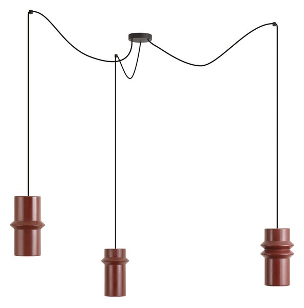 Retro Lampa Wisząca Czerwona z Czarnymi 3-punktami Światła - Monti