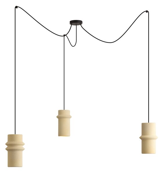 Retro Lampa Wisząca Beżowa 3-punktowa - Monti