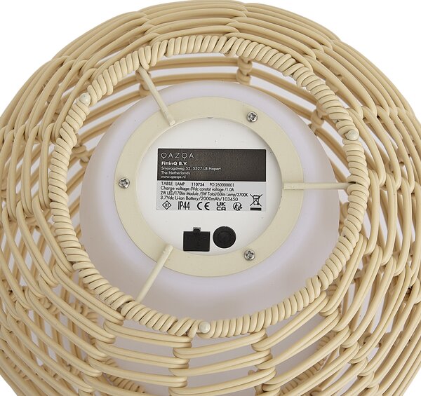 Zewnętrzna lampa stołowa beżowa 25 cm z LED ładowana przez USB-C IP44 - Oli