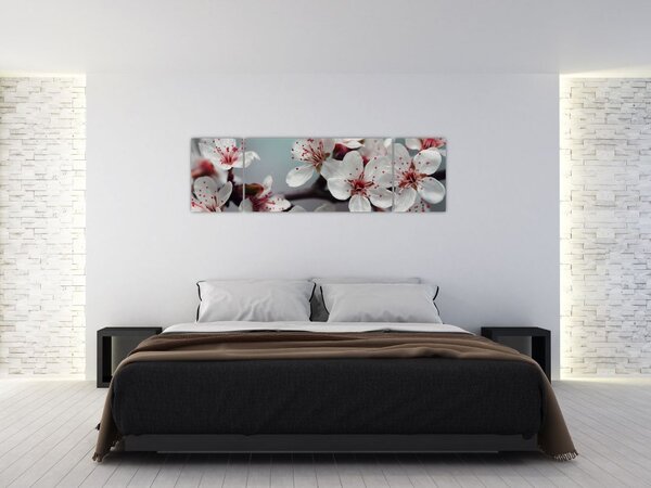 Obraz kwiatu - czerwony (170x50 cm)
