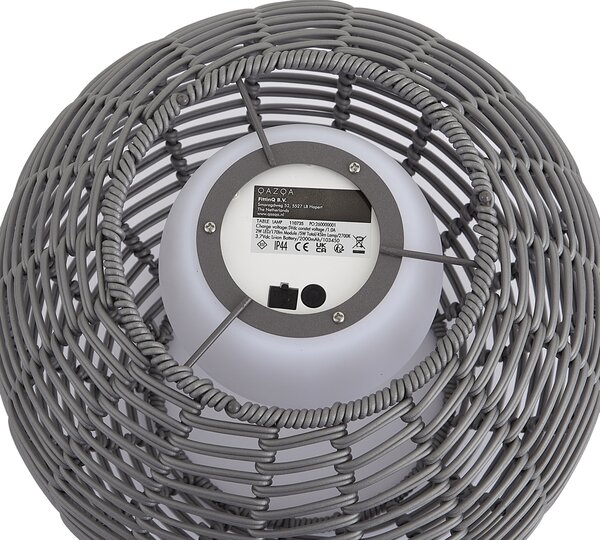 Zewnętrzna lampa stołowa ciemnoszara 30 cm z możliwością ładowania LED przez USB-C IP44 - Oli