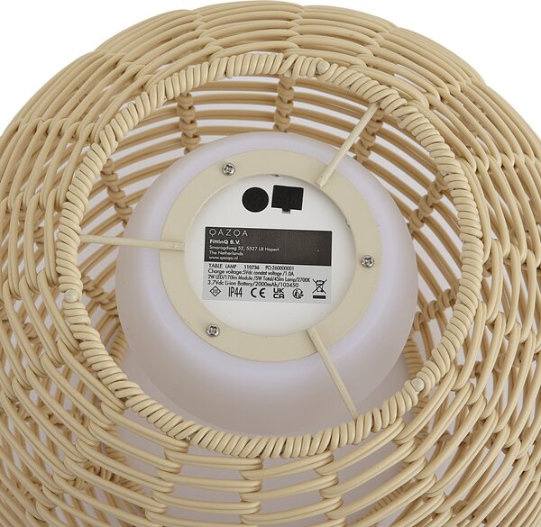 Lampa stołowa zewnętrzna beżowa 30 cm z diodą LED akumulatorowa z USB-C IP44 - Oli