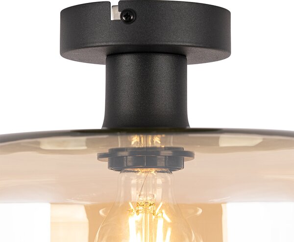 Lampa sufitowa art deco czarna z bursztynowym szkłem - Bizle Oswietlenie wewnetrzne