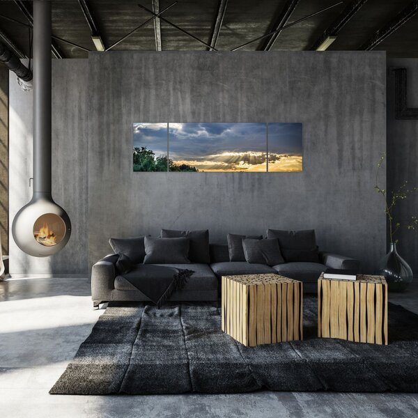 Obraz krajobraz z promieniami (170x50 cm)