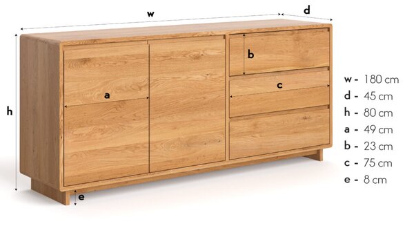 Komoda drewniana Gloire 140 cm, dąb, bejca Katalonia - Outlet Dąb 140 cm Lakier matowy Katalonia