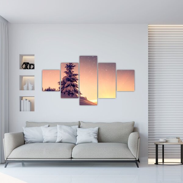 Obraz ośnieżonego drzewa na łące (125x70 cm)