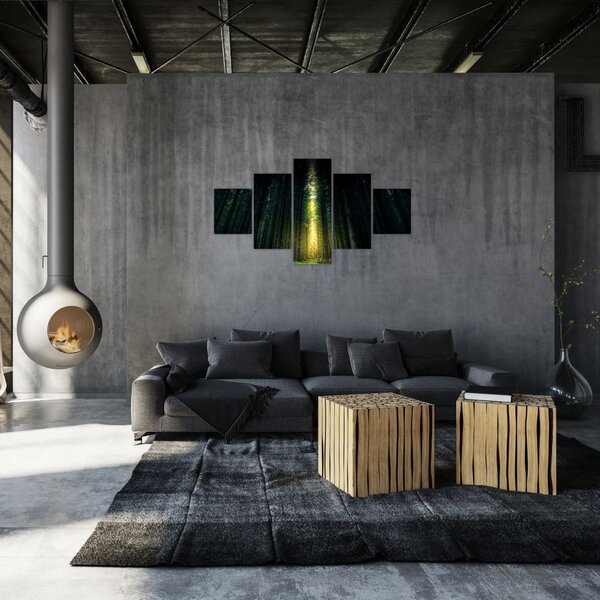 Obraz ciemnego lasu (125x70 cm)