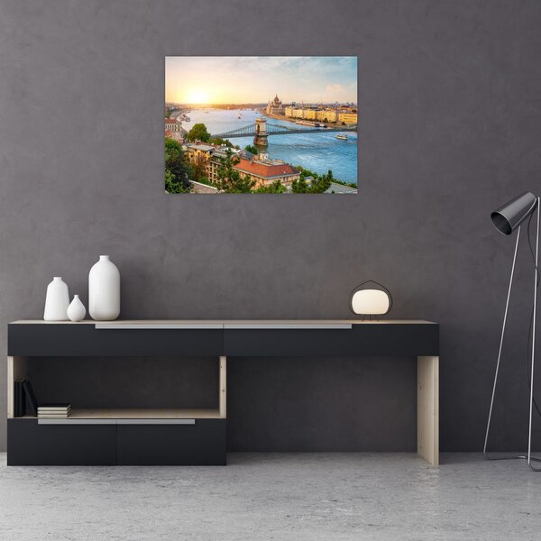Obraz miasta Budapeszt z rzeką (70x50 cm)