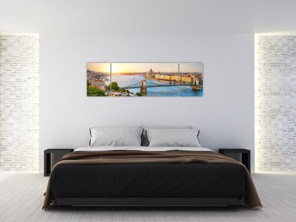 Obraz miasta Budapeszt z rzeką (170x50 cm)