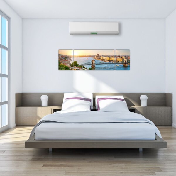 Obraz miasta Budapeszt z rzeką (170x50 cm)