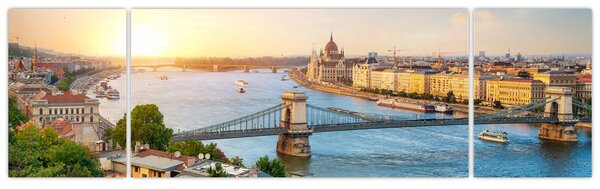 Obraz miasta Budapeszt z rzeką (170x50 cm)