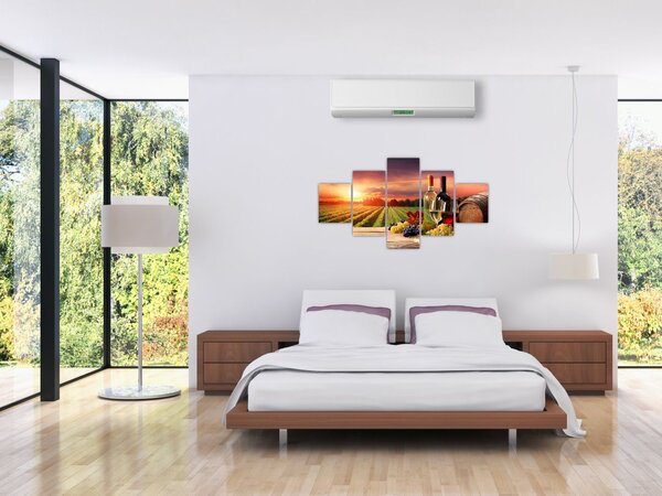 Obraz winnicy z winem (125x70 cm)