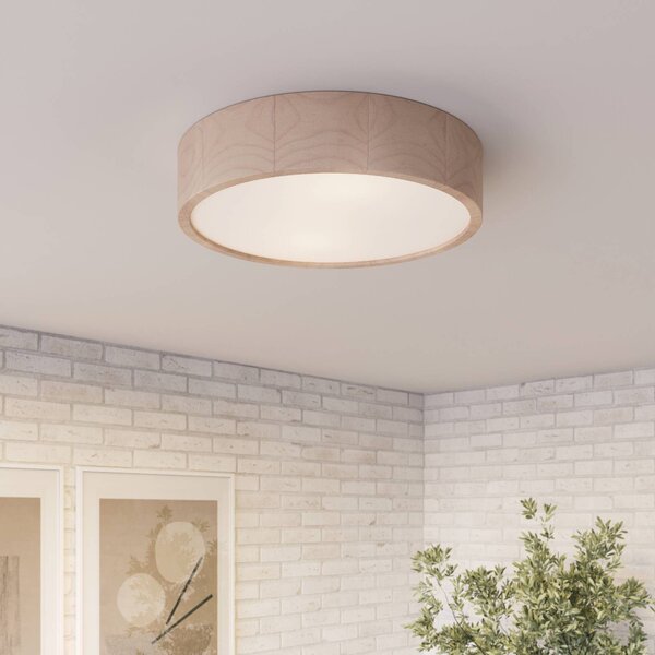 Lampa sufitowa Kerio Envostar, możliwość ściemniania, biały / opal, salon / jadalnia, drewno, nowoczesny