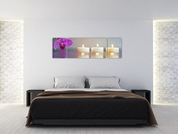 Obraz świec na wodzie (170x50 cm)