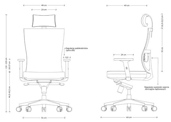 Ergonomiczny fotel obrotowy Link, zgodny z normą BHP