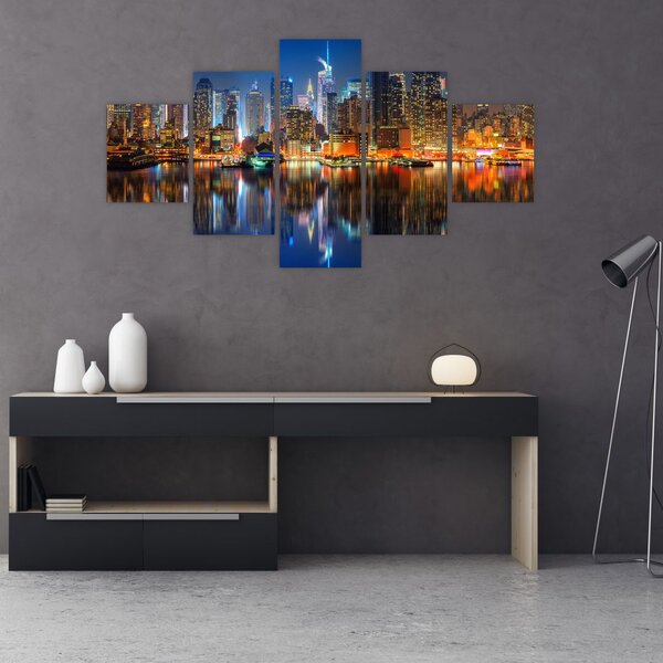 Obraz Manhattanu w nocy (125x70 cm)