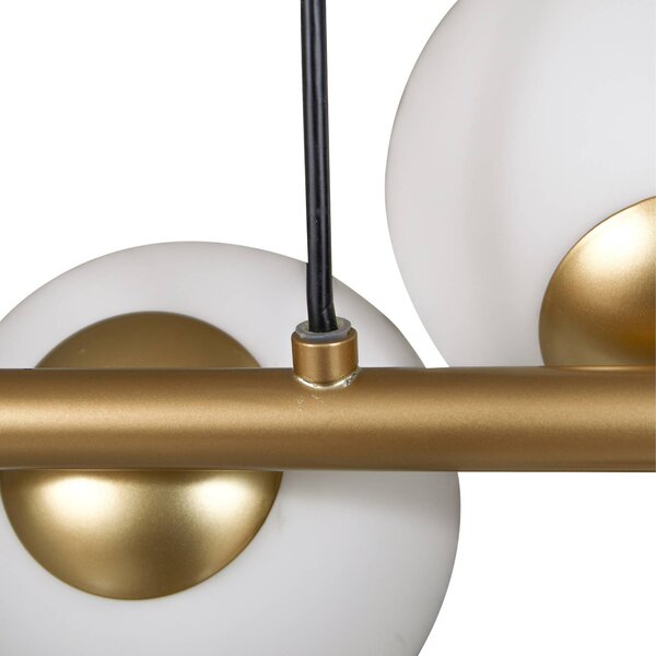 Lampa wisząca szklana Isandro Lucande, możliwość ściemniania, mosiężny / złoty, salon / jadalnia, szkło, design