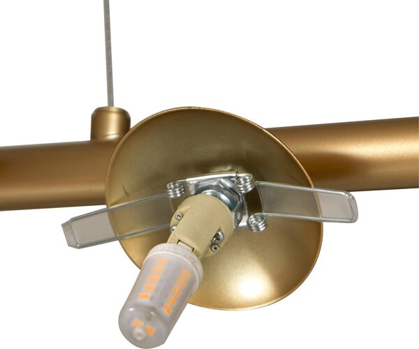 Lampa wisząca szklana Isandro Lucande, możliwość ściemniania, mosiężny / złoty, salon / jadalnia, szkło, design