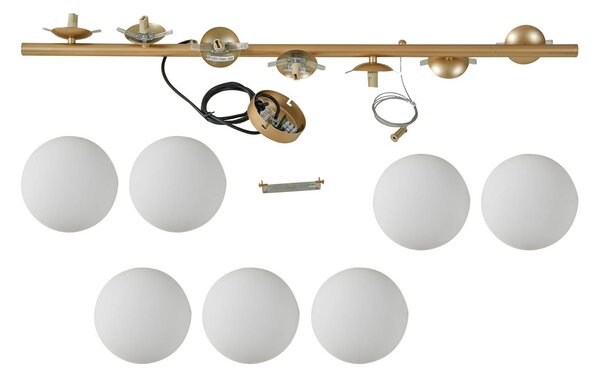 Lampa wisząca szklana Isandro Lucande, możliwość ściemniania, mosiężny / złoty, salon / jadalnia, szkło, design