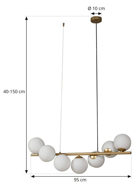 Lampa wisząca szklana Isandro Lucande, możliwość ściemniania, mosiężny / złoty, salon / jadalnia, szkło, design