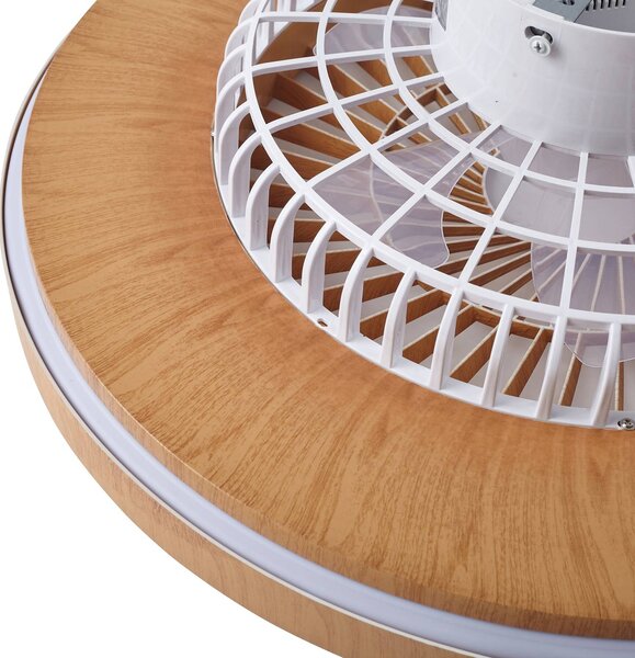 Wentylator sufitowy LED Teleo, Ø 58 cm, kolor drewna, CCT Teleo Lindby, możliwość ściemniania, jasne drewno, salon / jadalnia, tworzywo sztuczne, nowoczesny