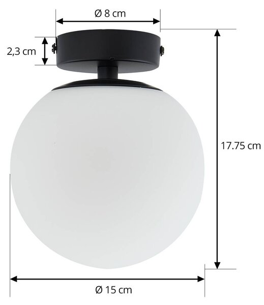 Lampa sufitowa Bidolo Lucande, możliwość ściemniania, czarny, łazienka, szkło