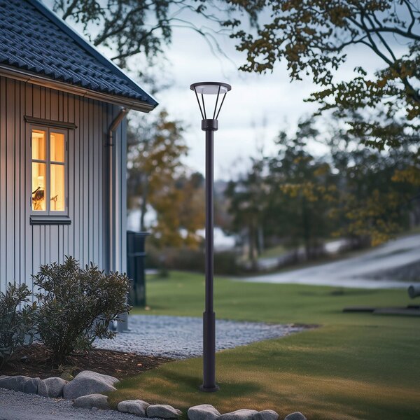 Lampa zewnętrzna Lucande LED Elario, 222 cm, czarna, aluminium Elario, czarny, aluminium, nowoczesny