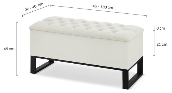 Industrialna pikowana pufa ze schowkiem LOFT - Crema